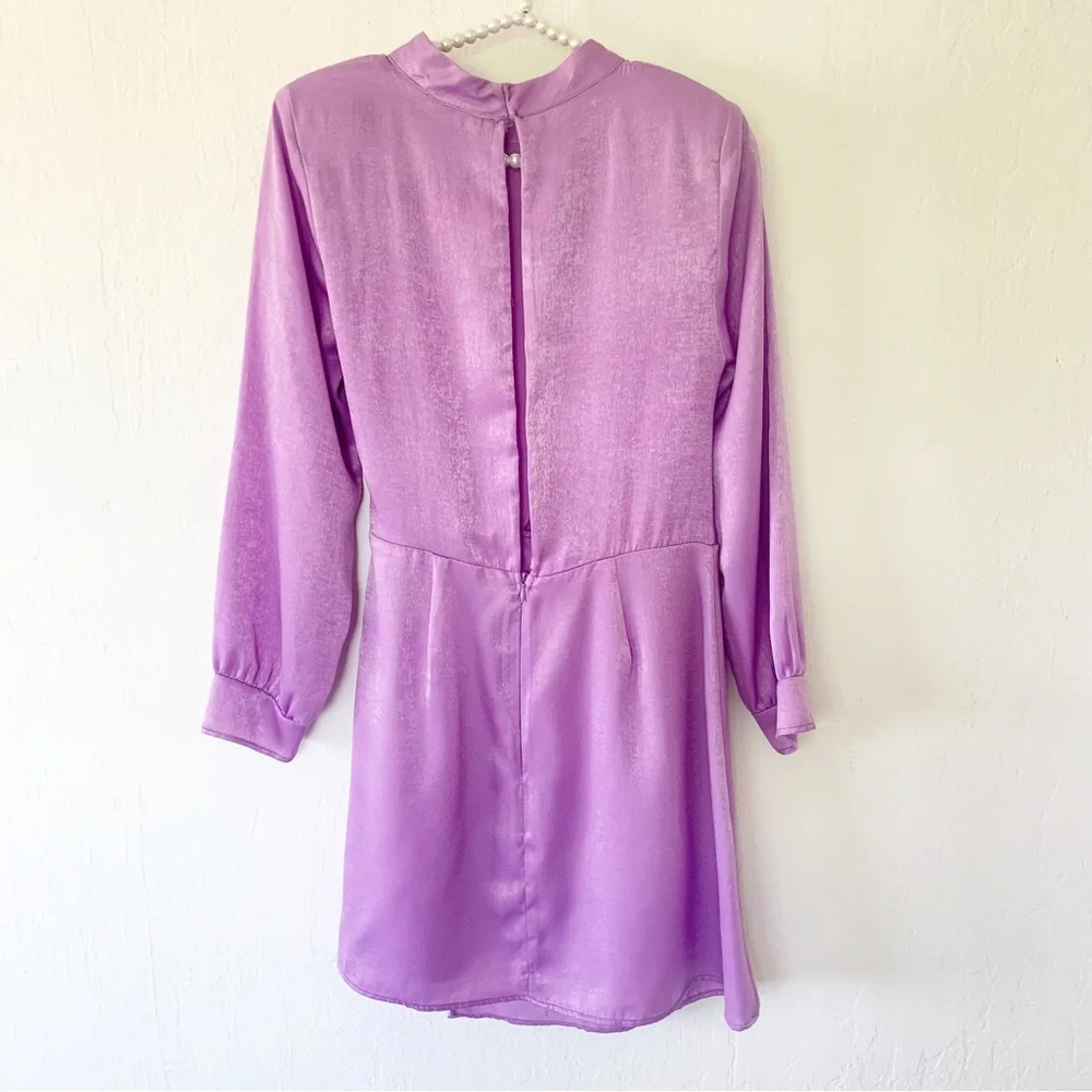 Zara Light Lilac Draped Satin Effect Dress - Picture 7 of 16